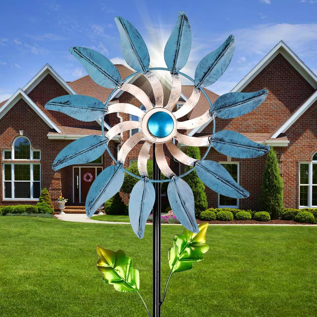 2 x Decorative Garden Stakes Wind Spinners Outdoor Clearance Metal Yard Art Gifts for Women Grandma Mom for Lawn Patio Yard Pathway Driveway Ornaments (Arc)