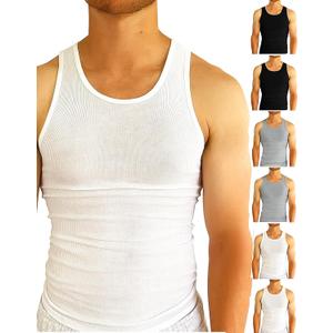 BROOKLYN VERTICAL Mens 6-Pack Tank Tops | Moisture-Wicking Ribbed Lightweight Undershirts (XX-Large, Multi)