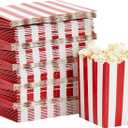 Juvale 100 Pack Red and White Mini Popcorn Boxes for Party, Bulk Paper Popcorn Containers for Movie Night Decorations (3 x 4 In)
