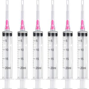 12 Pack 20ml Plastic Syringe Luer Lock with 18Ga, Measuring Syringe Tool for Scientific Labs, Epoxy Resin, Craft, Machine Oil, Ink or Glue Applicator, Individual Package
