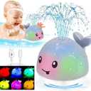 Bath Toys for Kids Ages 1-3 - Valentines Gifts Easter Basket Stuffers - 1 Year Old Girl Boy Gifts 1st First Birthday Gift - Light Up Whale Sprinkler Bathtub Water Pool Toys for Babies 6-12-18 Months (Gray)