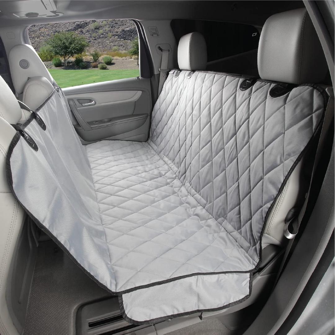 Dog Backseat Cover with Hammock for Cars, SUVs, and Trucks Waterproof Layers, Nonslip Seat Protector, Durable Nylon Clips, K9 Shield with Heavy Duty Thread, (Regular, Grey)