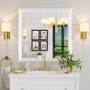 Amorho Bathroom Mirror, 36x36 Inch White Thick Metal Framed Wall Mirrors for Over Sink, Bedroom, Living Room, Entryway, Rectangle Wall-Mounted Mirrors(Horizontal/Vertical).