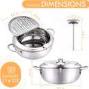 cuomaop Deep Fryer Pot, 304 Stainless Steel Japanese Frying Pot with Oil Drain, Temperature Control and Lid, Tempura Deep Fryer Pot for Kitchen Stove/Induction Cooker French Fries Fryer Chicken 9.4"