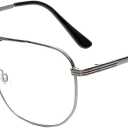 The Intellectual Metal Clear Bifocal Aviator Reader, Cheaters Reading Glasses, Men Women (Gunmetal, 2.5, x)