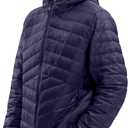 CAMEL CROWN Men Packable Down Jacket Hooded Lightweight Puffer Insulated Coat for Travel Outdoor Hiking (Blue, L)