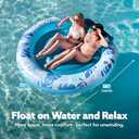 SLOOSH Inflatable Tanning Pool Lounger Float,72" x 65" Pool Floats Adult with Pillow,Luxury Fabric Large Suntan Tub Raft Floatie,Sunbathing Bed Lounge for Water Blow Up Kids Ball Pit Party Gifts,Blue