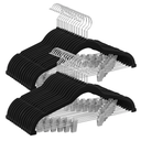 Pants Hangers, Velvet Trousers Hangers with Adjustable Clips, Heavy-Duty, Non-Slip, Space-Saving for Pants, Skirts, Coats, Dresses, Tank Tops, Black, 18PCS