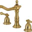 Kingston Brass KS1977AL 8 in. Widespread Bathroom Faucet, Brushed Brass, 7-9/16 Inch in Spout Reach