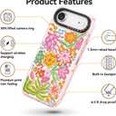 for iPhone Air Case Cute - Durable Shockproof 6.6 ft Drop Impact Phone Case - Funny Passion Flower Design (6.5") Glitter Pink