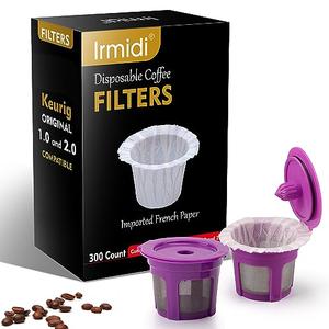 Irmidi 400 Count Disposable Paper Filter with 2 Pack Reusable K Cups Coffee Pods,Compatible with Keurig 2.0 and 1.0 Coffee Maker