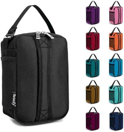 BEIMILY Mini Insulated Lunch Bag for Women Men, Portable Refrigerated Lunch Box,Soft Insulated Tote Cooler Bag for Work Camping Hiking Beach Picnic with Comfort Handle and Removable Hand Strap(Black)