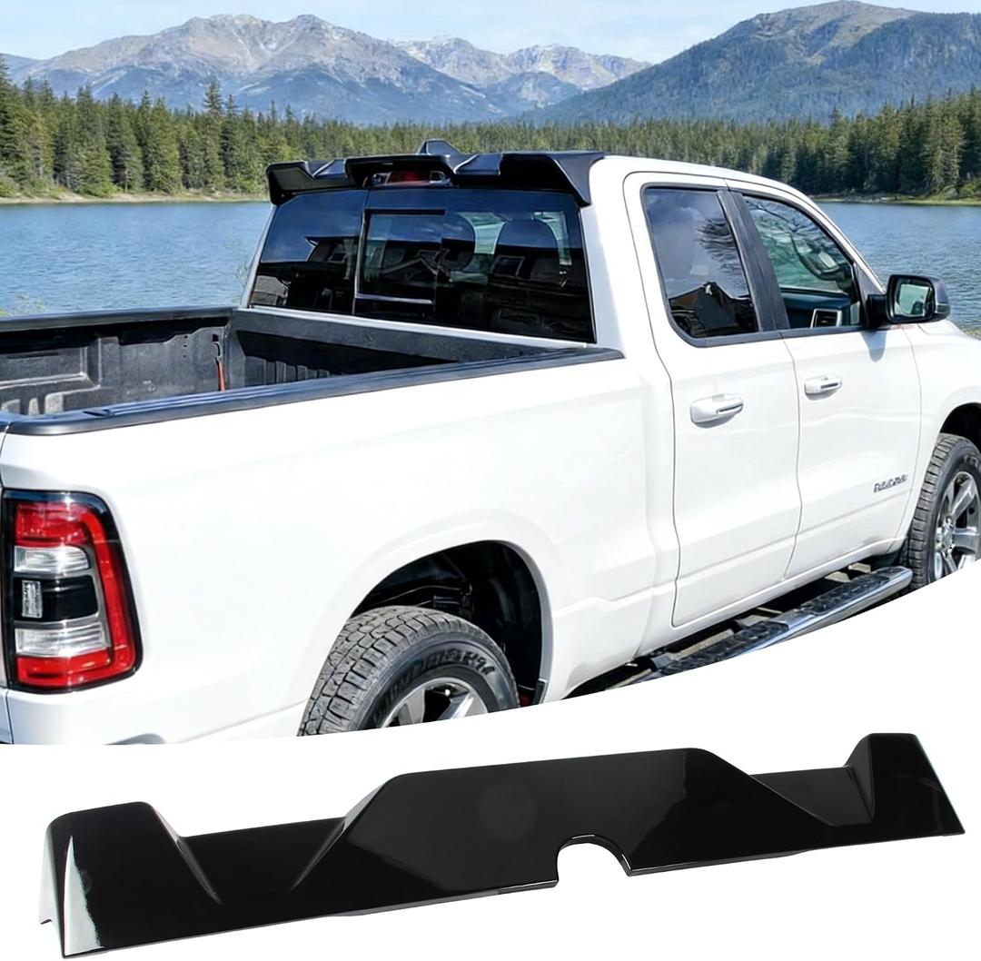 Rear Roof Cab Spoiler Visor Wing Fit for Dodge RAM 1500 2019-2026 Accessories Big Horn/Laramie/Limited/Lone Star/Longhorn/Rebel/Tradesman/TRX/Express Sport Style Top Lip Exterior