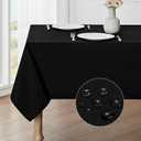 Veblandy Rectangle Tablecloth Waterproof 60x84 inch Linen Textured Table Cloth Stain and Wrinkle Resistant Washable, Decorative Fabric Table Cover for Dining, Party and Camping, Black