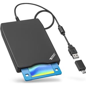 Tendak USB Floppy Disk Drive, Floppy Disk Reader 3.5 inch Portable USB External 1.44MB FDD Diskette Drive for Windows 11/10/8/7/2000/XP/Vista PC Laptop, Plug and Play (Black)