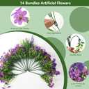 Artificial Flowers for Outdoors UV Resistant, 14 Bundles Fake Flowers Daisy with Lavender Faux Outdoor Plants Silk Flower for Outside Planters Patio Porch Window Garden Yard Spring Summer Decoration