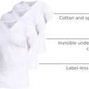 Comfneat Men's 3-Pack Undershirts Stretchy Cotton Spandex T-Shirts V-Neck Shirts for Men (White, XL)