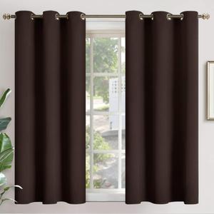 YoungsTex Brown Blackout Curtains 48 Inches Length for Bedroom - Thermal Insulated with Grommet Room Darkening Drapes for Window Privacy, 2 Panels, 42 x 48 Inch