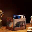 X-cosrack Vinyl Record Storage Crate, Wooden LP Album Shelf Vinyl Storage Cube Organizer Box (Brown, black)