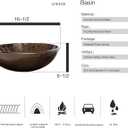 Bathroom Artistic Vessel Sink, Tempered Glass Vanity Round Bowl with Black Faucet and Pop up drain Set, Brown, 16.5 x 5.5 inches