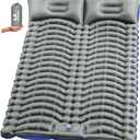 Double Sleeping Pad for Camping - Ultralight Air Mattress with Pillows, Built-in Foot Pump, Compact Inflatable 2-Person Portable Mat for Backpacking, Hiking, Tent, Car Travel, Beach，Road Trip, Full