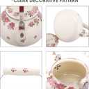 Tea Kettle Pot for Stove Top,Porcelain Large Enamel Teakettle,2.5L Colorful Teapot Floral Ceramic for Stovetop,Retro Classic Design (Pink flower-2.4L)
