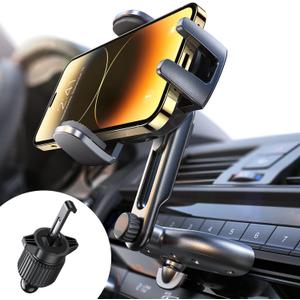 LISEN CD Phone Holder for Car,Adjustable CD Slot Phone Mount Holder for iPhone Ultra Sturdy Cell Phones Holders for Your Car Accessories for Women for iPhone 16e 16 Samsung S25 S24 All Phones,Black