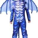 Tempura Halloween Clown Costume Romper for Kids Creepy Killer Costume Horror Cosplay Jumpsuit Outfits (9-10 Years, Blue)