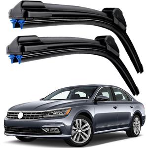 Dual Rubber Blade Windshield Wipers For VW Volkswagen Jetta 2011-2023 Passat 2012-2018 CC 2013 2014 2015 2016 2017 Automotive Replacement Wiper Blades 24"+19" Top Lock