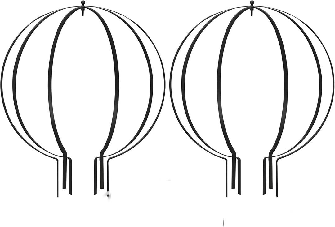 Metal Circle Trellis, Garden Sculpture Globe Topiary for Climbing Plants Outdoor Potted Round Planter Trellis Black Dcor Garden Ornament for Patio Doorway Home Urn Filler-18.5"x14.96", 2Pack