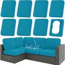 hyha Waterproof Outdoor Cushion Covers for Patio Furniture, Stretch Patio Chair Cushion Slipcovers, Coated UV Resistant Replacement Seat Covers, Solid Color (Teal, 8PC)