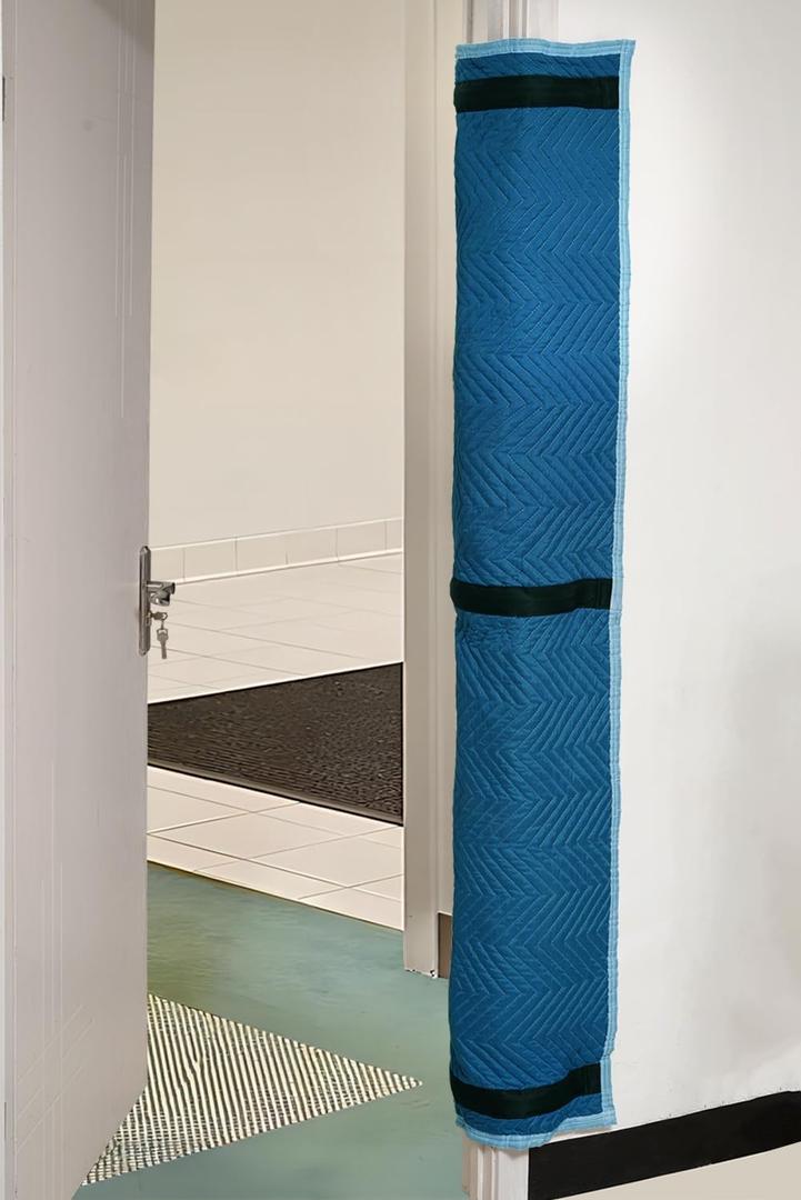 Door Jamb Protector Pad with Hook and Loop Straps, Blue Cover for Moving/Storage, Washable, Reusable, 70" L x 24" W