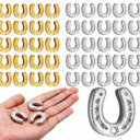 Giegxin 60 Mini Resin Derby Horseshoe Decorations Horseshoe Flatback DIY Craft Tiny Figurines Charms Decor Pendant Embellishments for DIY Making Gift Accessories Festival Supplies(Gold)