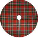 Royal Stewart Tartan Christmas Tree Skirts  36 Inch Scottish Red Plaid Printed Tree Skirt, Classic Holiday Decoration for 46 FT Artificial & Real Trees, Traditional Farmhouse Xmas Tree Mat