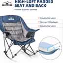 Oversized Rocking Camping Chair, Fully Padded Camp Chairs for Adults with Side Pocket and Cup Holder, Heavy-Duty 400lbs Capacity, Blue & Gray