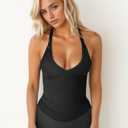 GTEUKTG Women's Spaghetti Strap Scoop Neck Tank Top Racerback Slim Fitted Ribbed Camisole Solid Basic Workout Crop Cami (Black, XL)