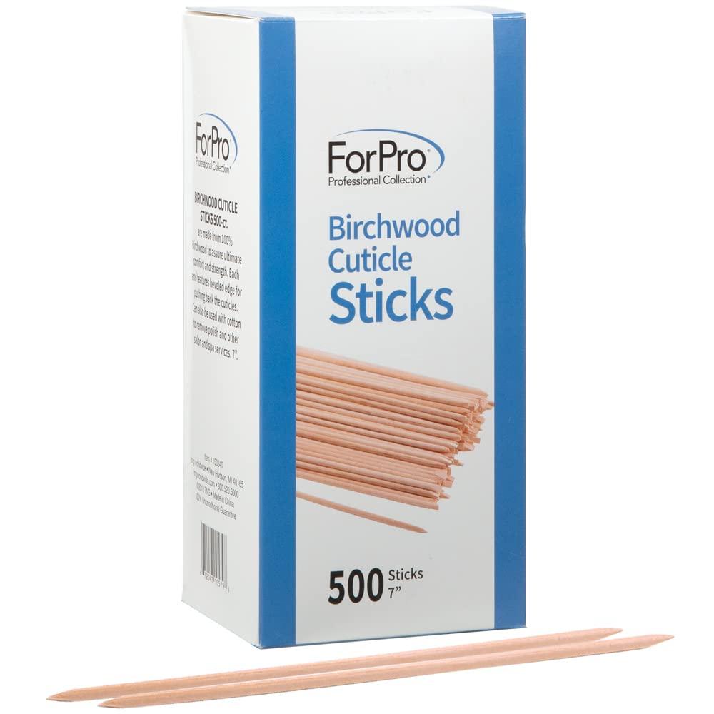 ForPro Birchwood Cuticle Sticks, Double Sided, Multi-Purpose Cuticle Pusher for Manicures and Pedicures, 7 L, 500-Count