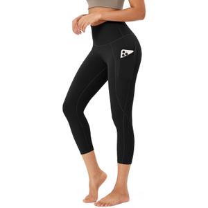 ODODOS Women's High Waisted Yoga Leggings with Pockets, Tummy Control Non See Through Workout Athletic Running Yoga Pants (Black)