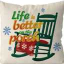 GAGEC Waterproof Christmas Pillow Covers Christmas Porch Decor Xmas Outdoor Throw Pillow Covers Home Sofa Living Room Decorative Cushion Case 18x18 Inch