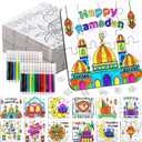 24 Pcs Ramadan Crafts for Kids, Eid Mubarak Arts and Crafts DIY Puzzle with Lanterns, Stars, Masjid, Moon, Castles, Ramadan Eid Activities Painting Kits for Islamic Gifts Party Favors & Goodies Bulk