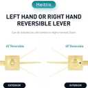 2 Pack Door Handles Gold Interior Door Handle for Bedroom & Bathroom, Keyless Privacy Door Levers, Modern Square Door Handles