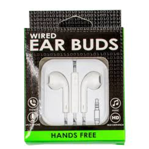 Wired Ear Buds , White, 2 pack,