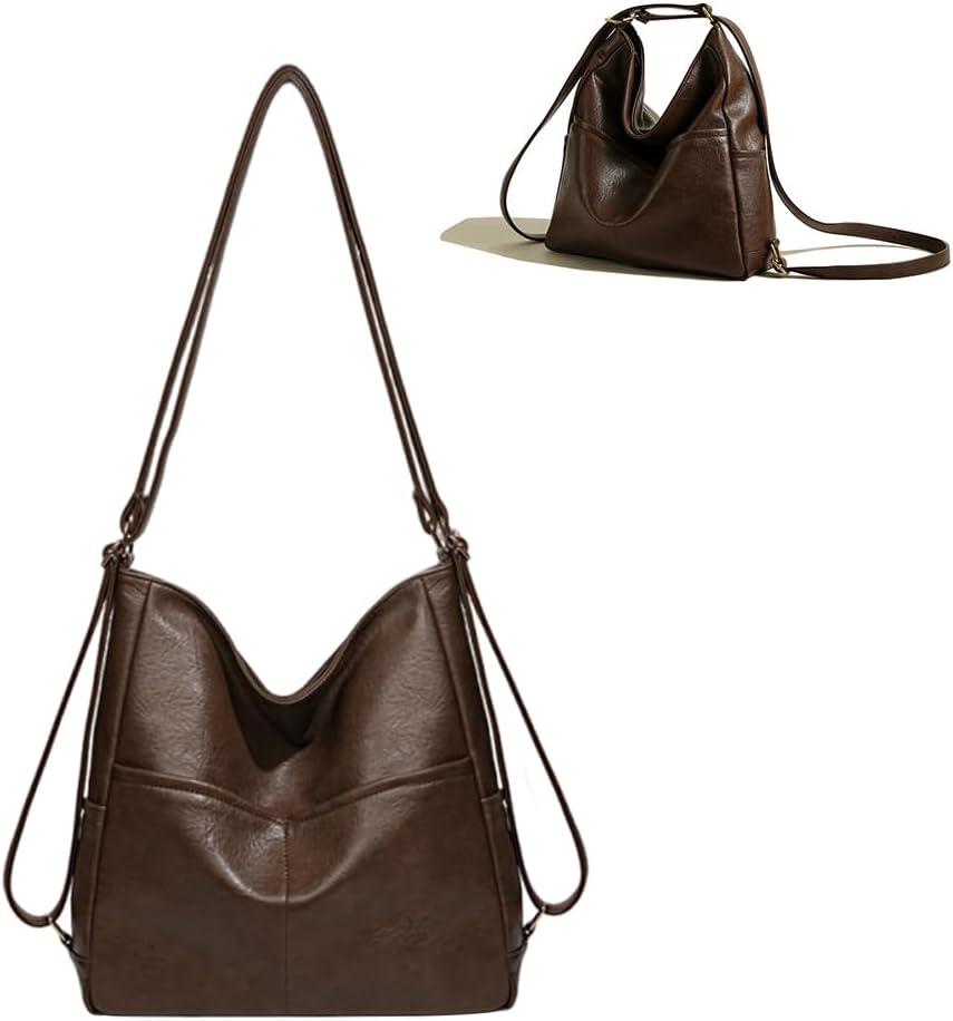 Convertible Backpack Purse Tote Backpack for Women Vegan Leather Convertible Crossbody Handbags Slouchy Shoulder Bag