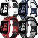 Adorve 4 Pack Sport Bands Compatible with Apple Watch Bands for Men Women 49mm 46mm 45mm 44mm 42mm 41mm 40mm 38mm,Breathable Soft Silicone Strap for iWatch Band Series 11 10 SE Ultra 9 8 7 6 5 4 3 2 1