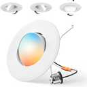 Amico 1 Pack 6 Inch Retrofit Eyeball Gimbal Can Lights, Adjustable Eyeball Directional 5CCT LED Recessed Lights, Dimmable, 2700K/ 3000K/ 3500K/ 4000K/ 5000K Selectable, 7W 650LM, ETL&FCC