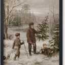 Poster Master Vintage Country Christmas Painting Poster - Retro Winter Print - Forest Art - Holiday Art - Gift for Men & Women - Wall Decor for Bedroom, Living Room or Office - 8x10 UNFRAMED Wall Art