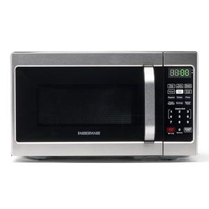 Farberware 0.7 Cu. Ft. Countertop Microwave Oven – 700 Watts Power, Auto Cook Settings, Defrost, Easy Clean and Child Safety Lock - Stainless