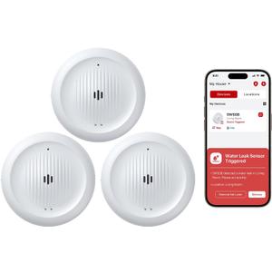X-Sense Wi-Fi Water Leak Detector Kit, Smart Water Sensor Alarm with App Alerts and Ultra-Slim Design, Water Alarm Leak Detector for Basements, Model SWS0B, 3 Packs