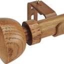 Faux Wood Style Curtain Rod Set with Wood Grain Round Finial, 72-144 inch, Standard Single Drapery Rod for 1 Pack, 1 inch diameter, Adjustable Length
