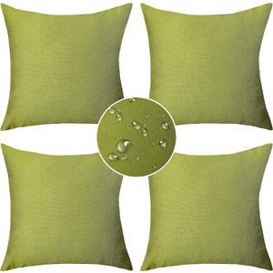 Demetex Summer Outdoor Pillow Covers 18x18 Set of 4 Green Waterproof Pillow Case Square Decorative Throw Pillow Covers for Patio Furniture Couch, 18 x 18 Inch, Grass Green
